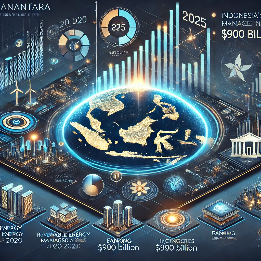 Dall·e 2025 02 19 17.06.10 a futuristic infographic style illustration showcasing indonesia's new sovereign wealth fund, danantara. the image includes a dynamic financial gr